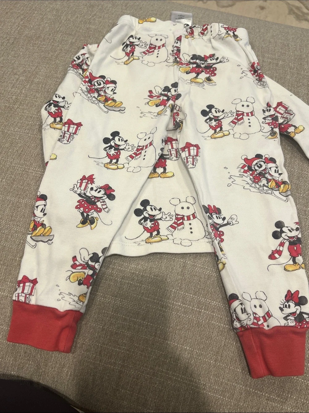 Pottery Barn Kids Mickey & Minnie Holiday Pajama Set in White and Red
